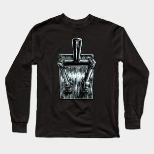 Vintage Knife Switch Linocut Long Sleeve T-Shirt